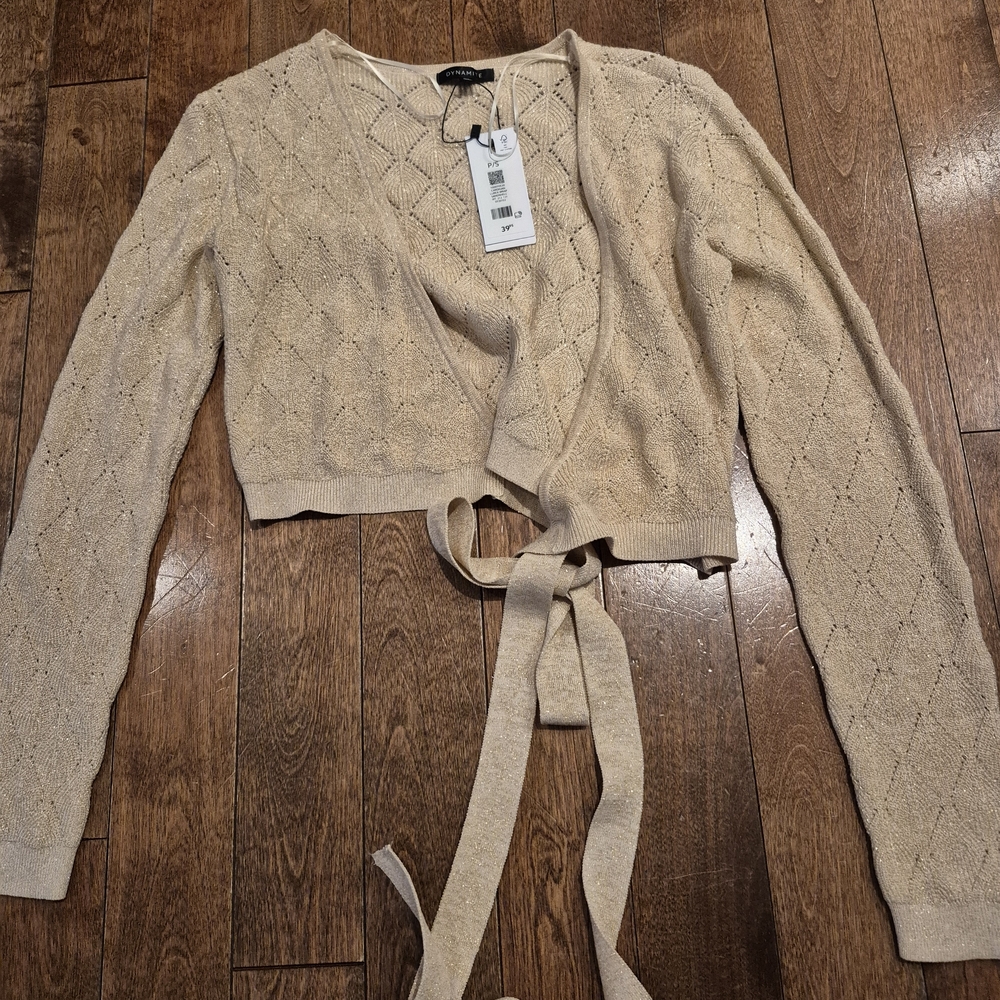 Dynamite Brand New Crochet Wrap Sweater Cardigan - Cream/beige